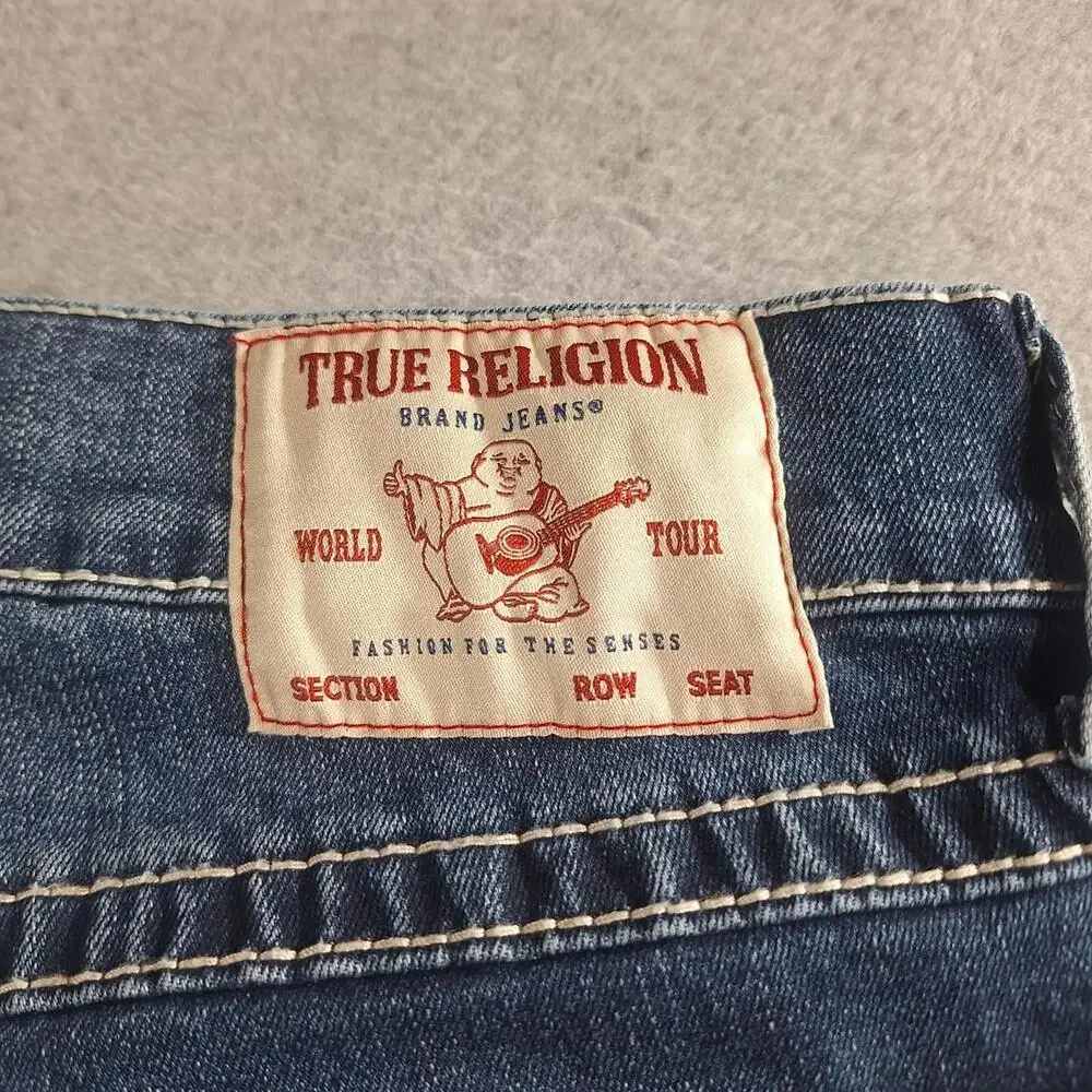 True Religion Rocco Big T Relaxed Skinny Jeans Y2K Dark Wash 33